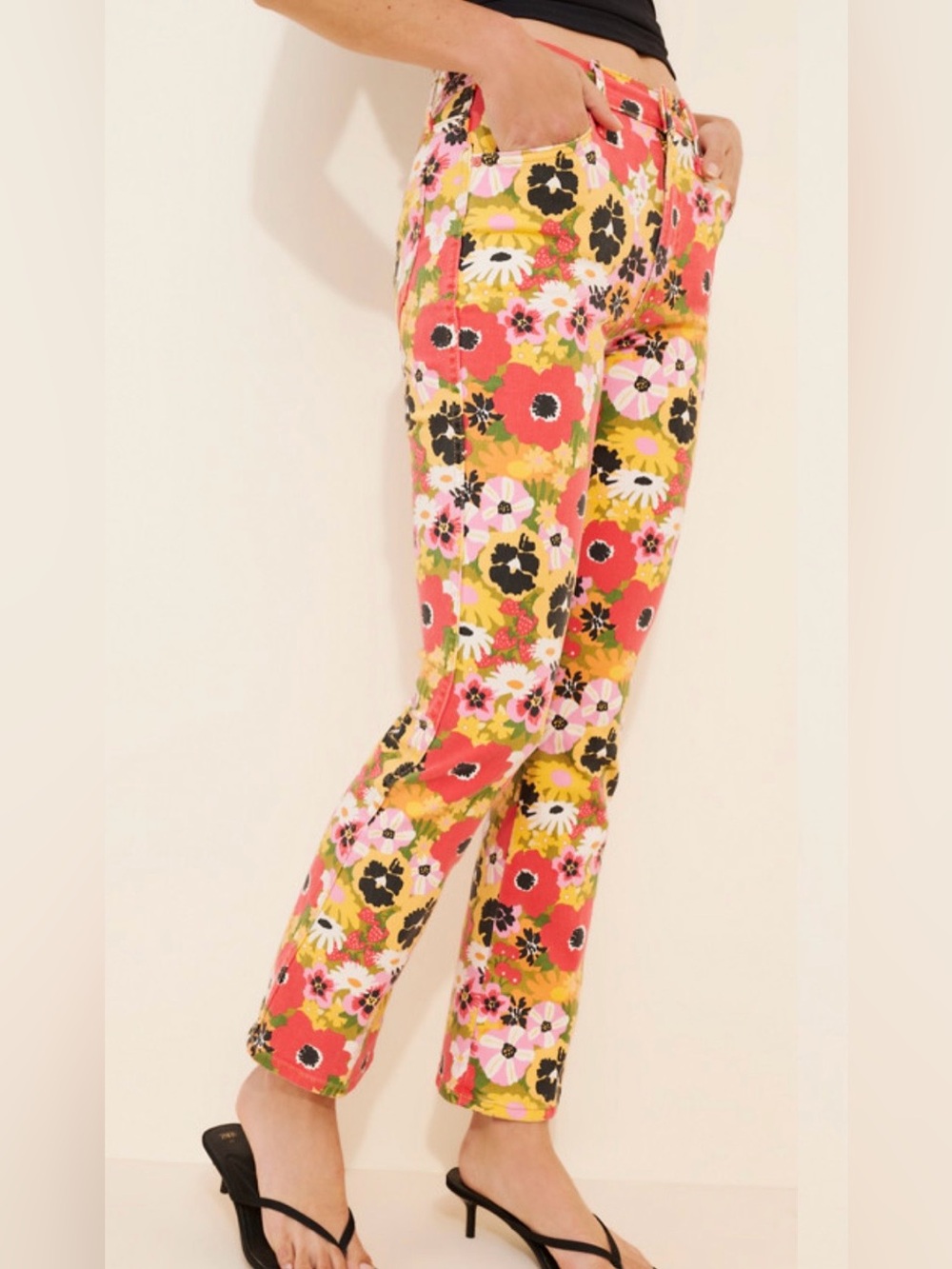 MOTHER The Mid Rise Smokin Double Flood Floral Ankle Jeans Size 25 - Picture 3 of 13
